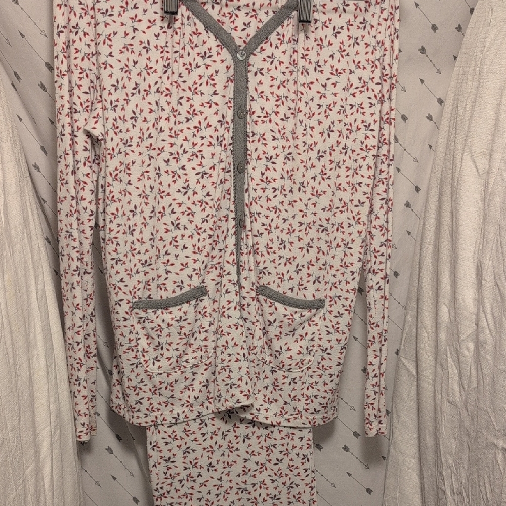 Secret Treasures Kids Pajama Set with Red and Gray Pattern